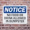 Signmission No Food Or Drink Allowed In Dumpster, 14 in W x Rectangle, Plastic OS-2PACK-NS-P-1014-L-14570 - alternate 4